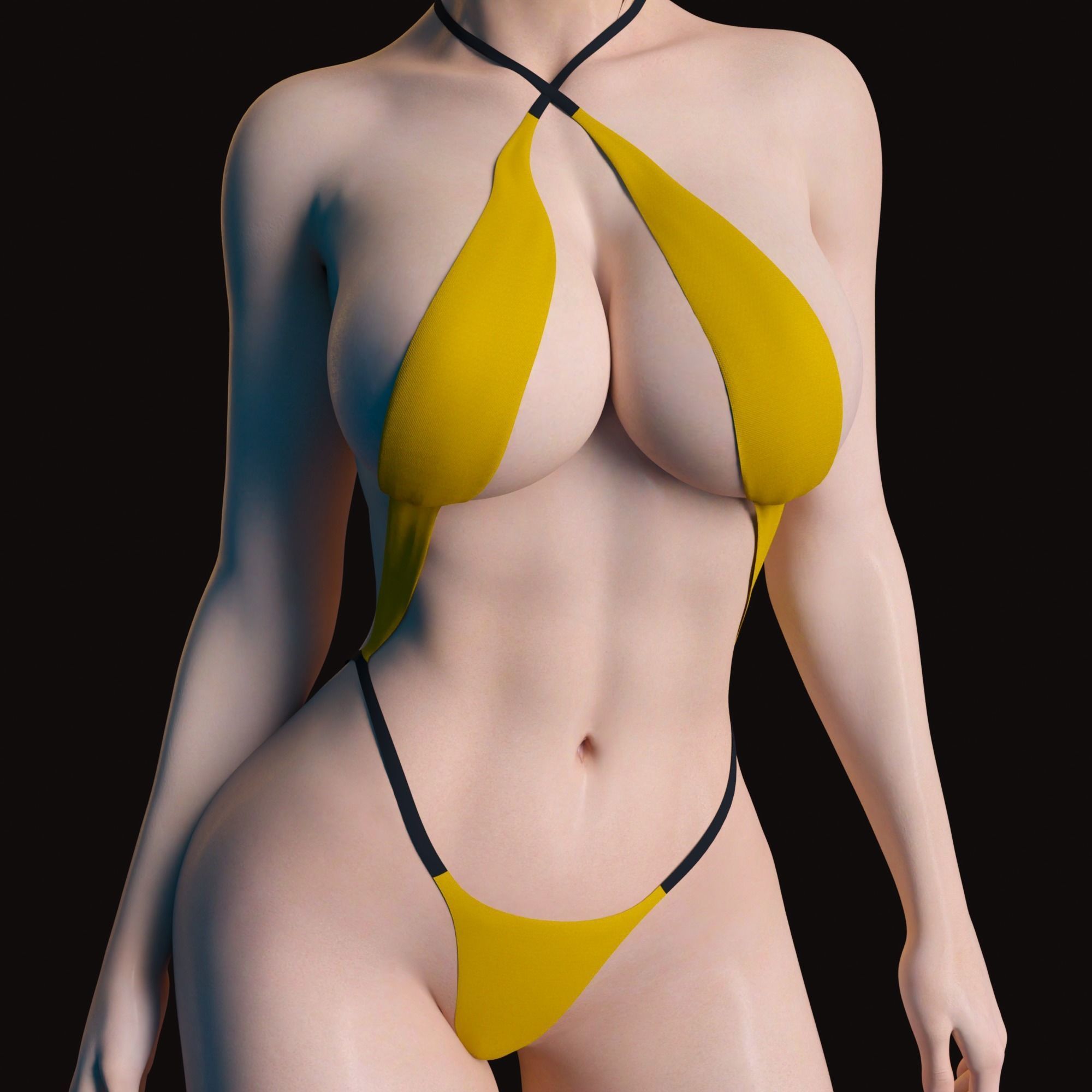 Sexy Girl Anime Style Rigged - Rina Low-poly 3D model_12
