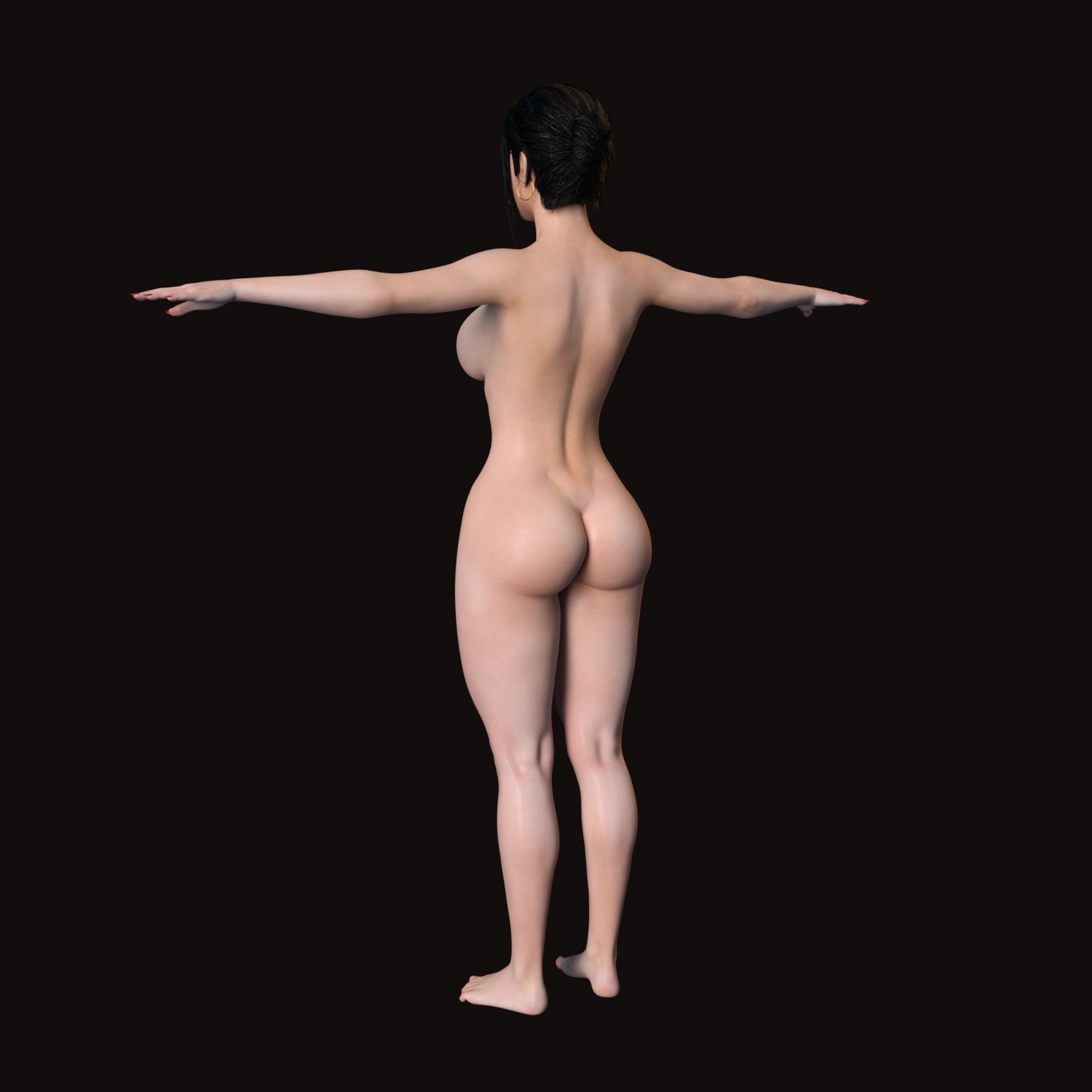 Sexy Girl Anime Style Rigged - Rina Low-poly 3D model_11