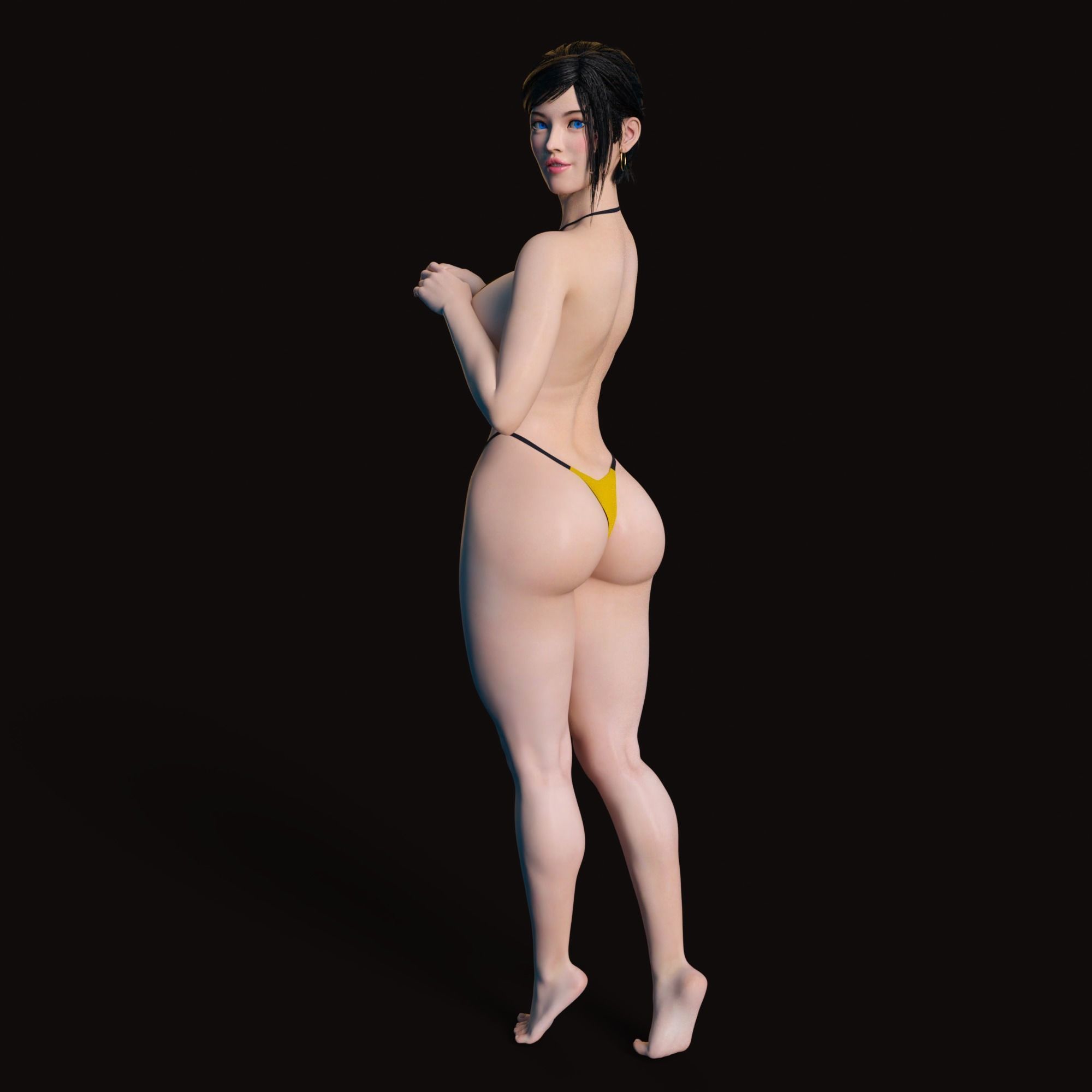 Sexy Girl Anime Style Rigged - Rina Low-poly 3D model_3