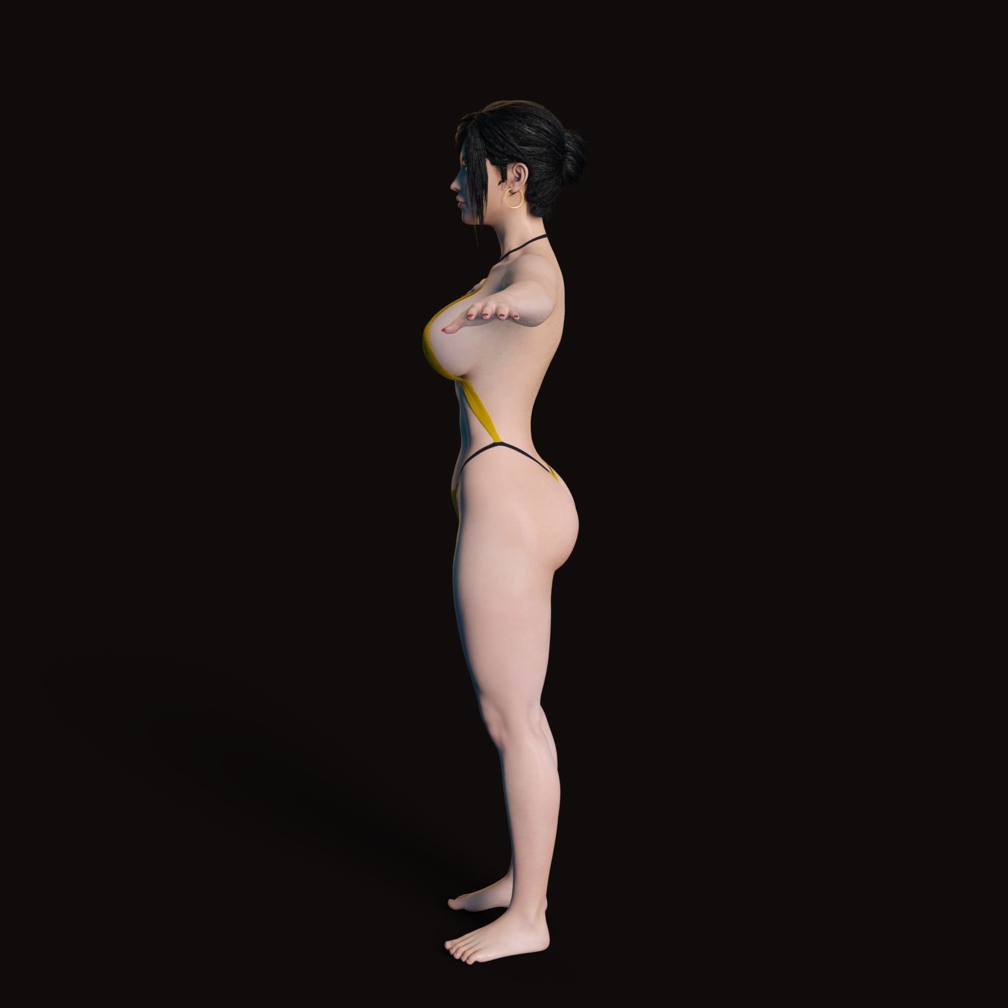 Sexy Girl Anime Style Rigged - Rina Low-poly 3D model_5