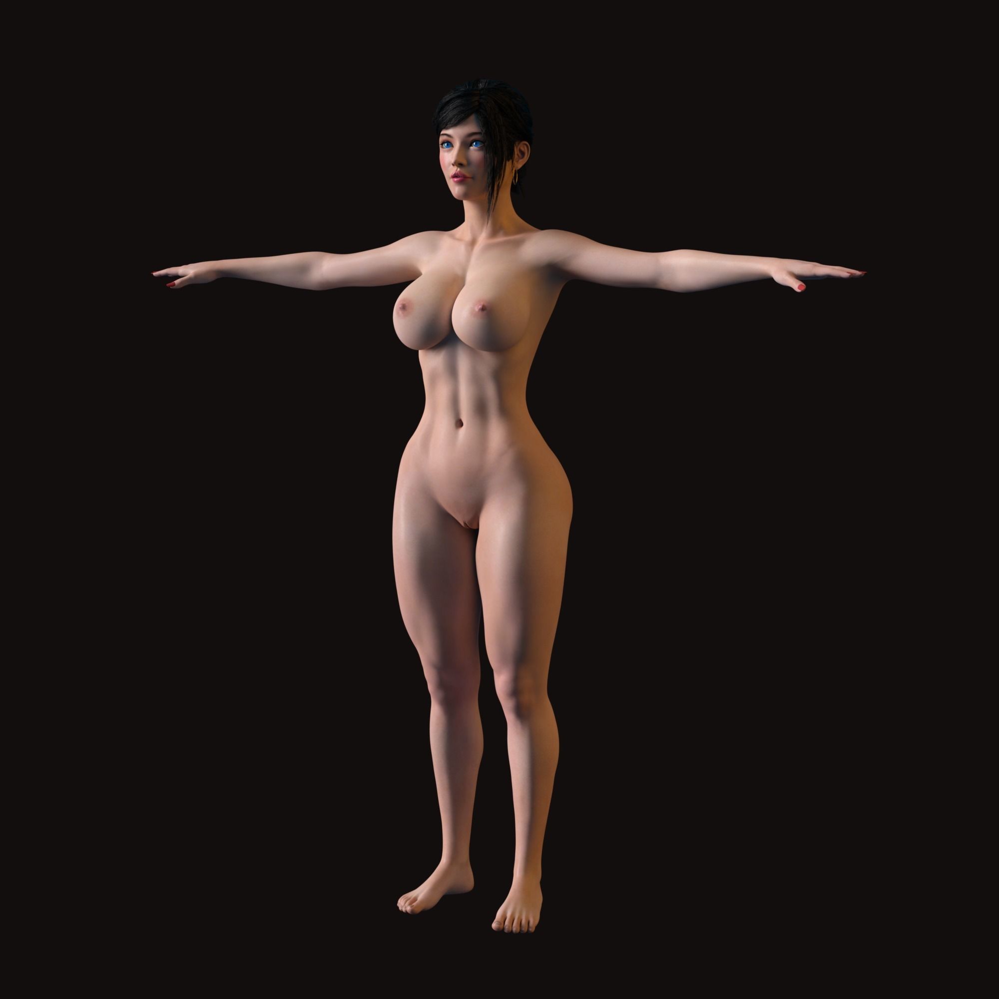 Sexy Girl Anime Style Rigged - Rina Low-poly 3D model_8