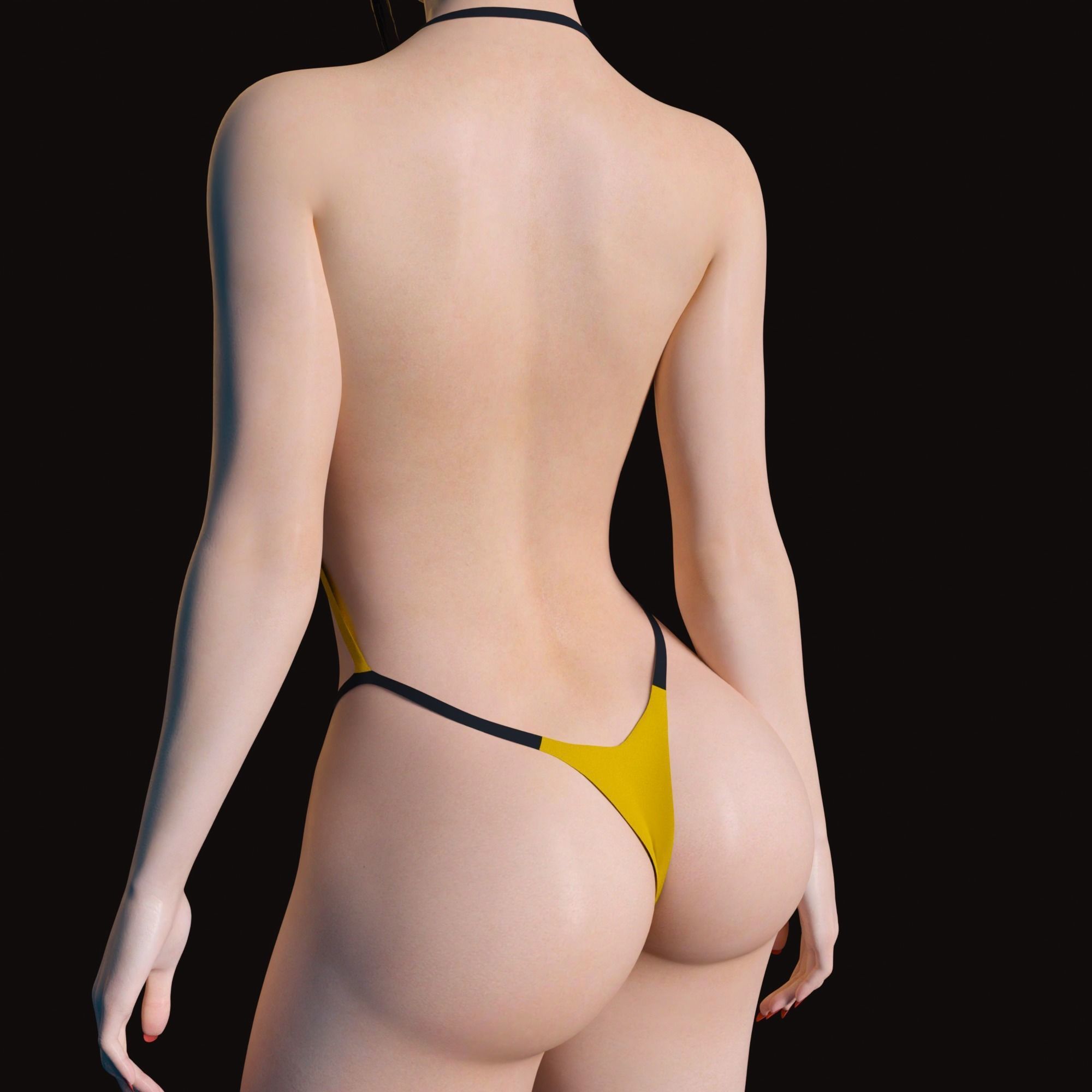 Sexy Girl Anime Style Rigged - Rina Low-poly 3D model_13