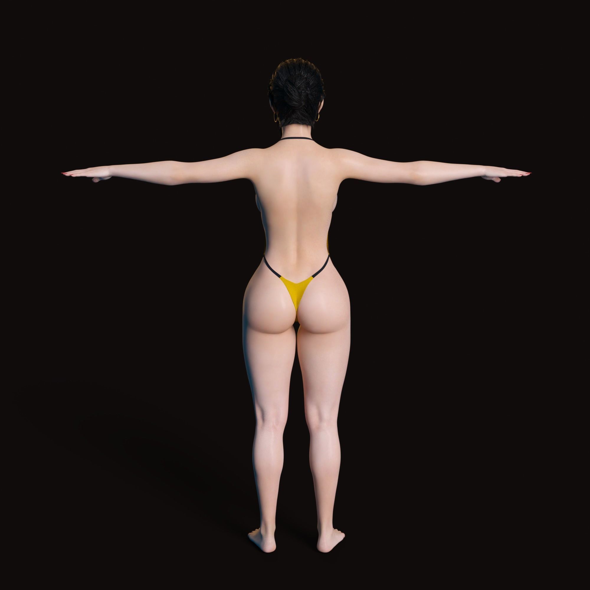 Sexy Girl Anime Style Rigged - Rina Low-poly 3D model_6
