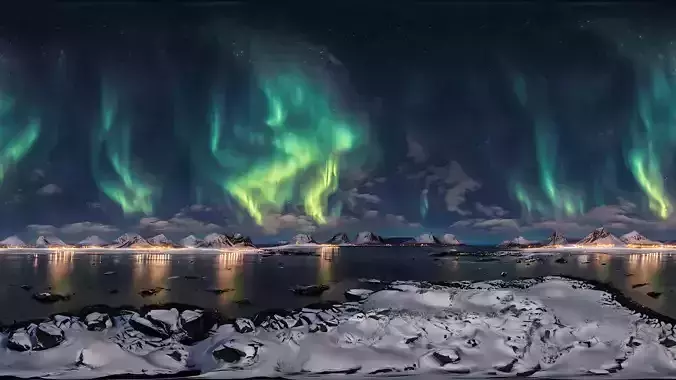 HDRI Aurora Borealis Low-poly 3D model