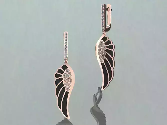 Enemal Angel wing Gold Earring