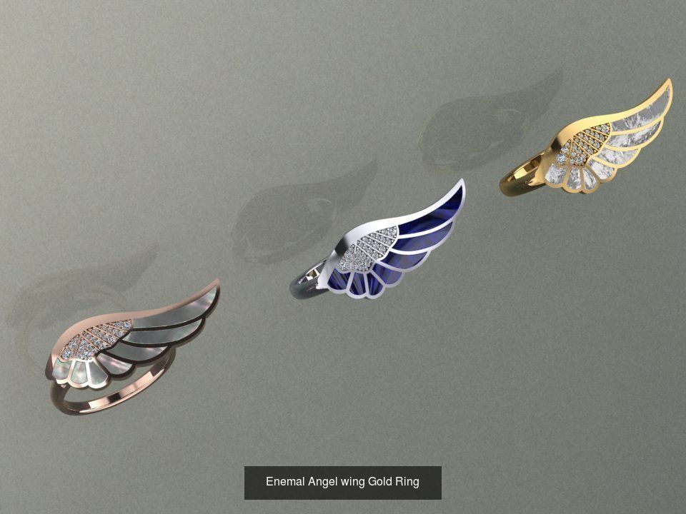 Enemal Angel wing Gold set 3D Model Collection_3