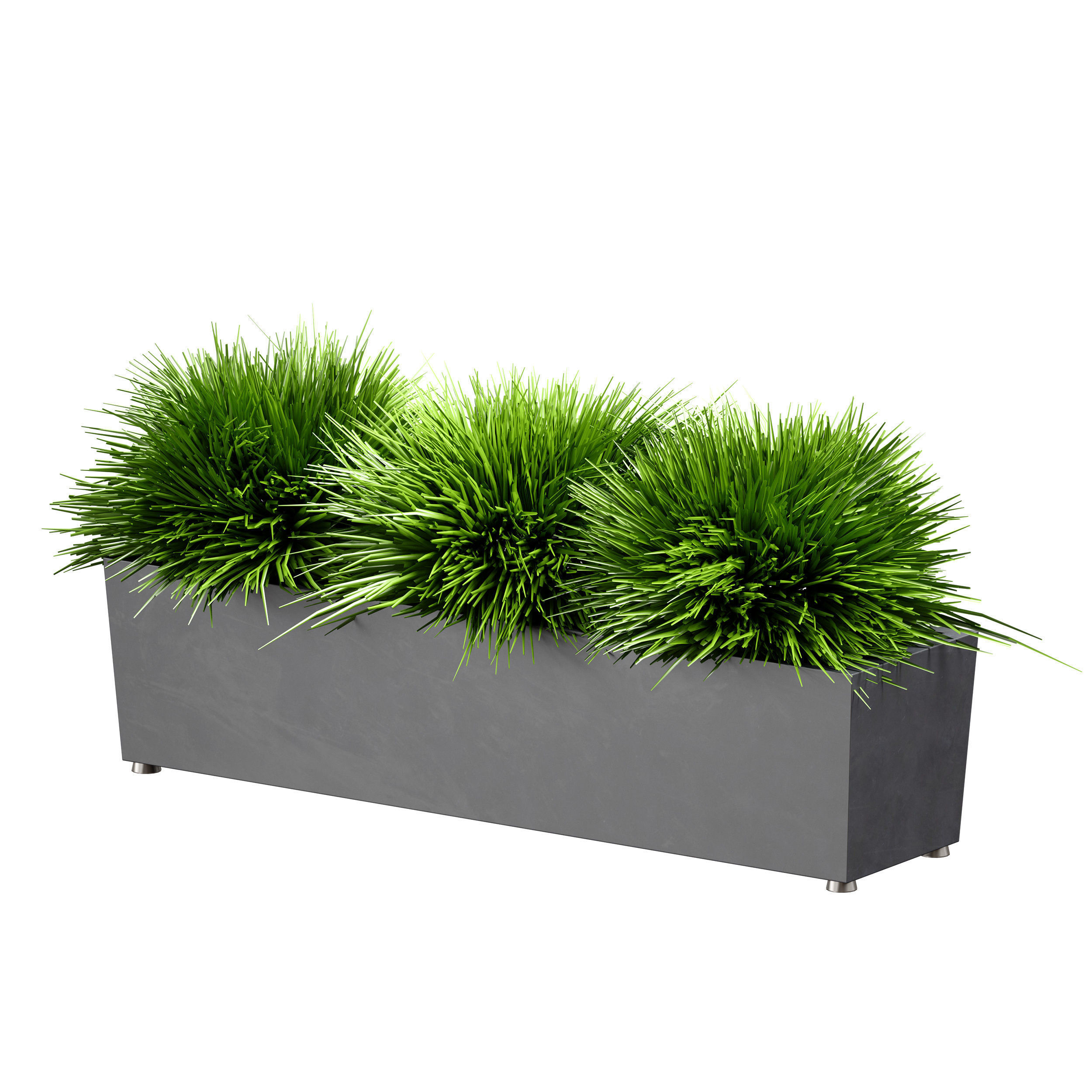 Grass in pots Plants in boxes 3D model_20