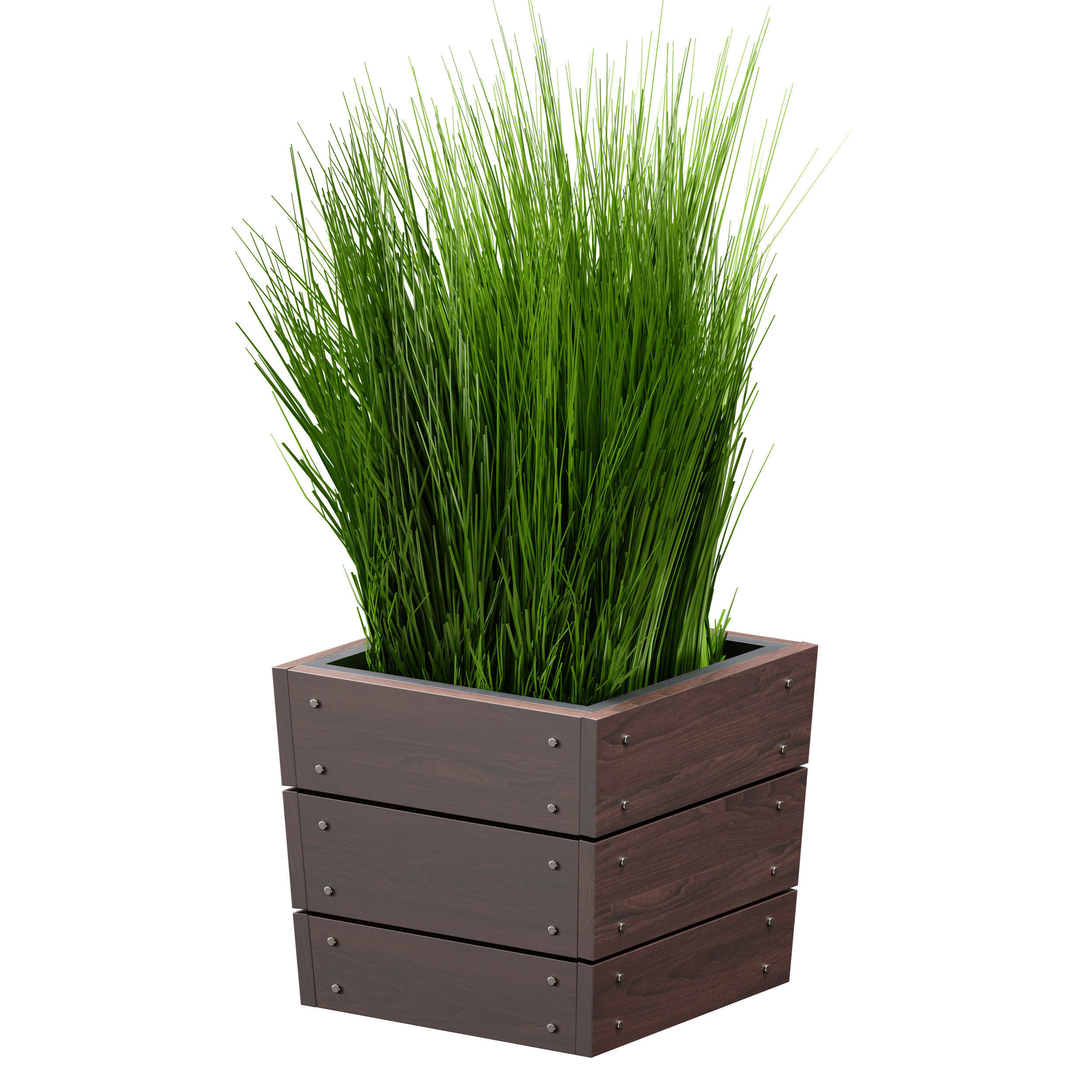 Grass in pots Plants in boxes 3D model_14
