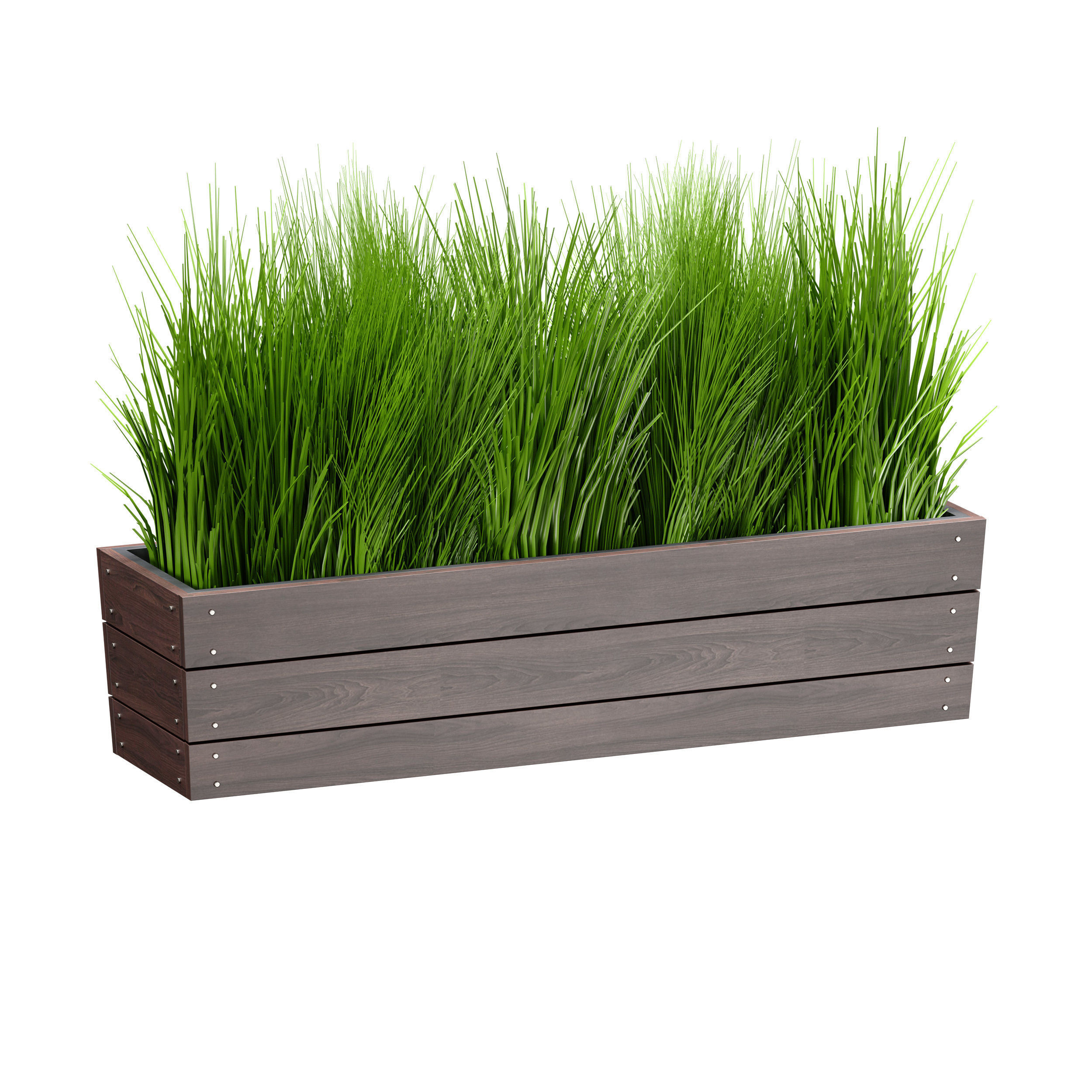 Grass in pots Plants in boxes 3D model_2