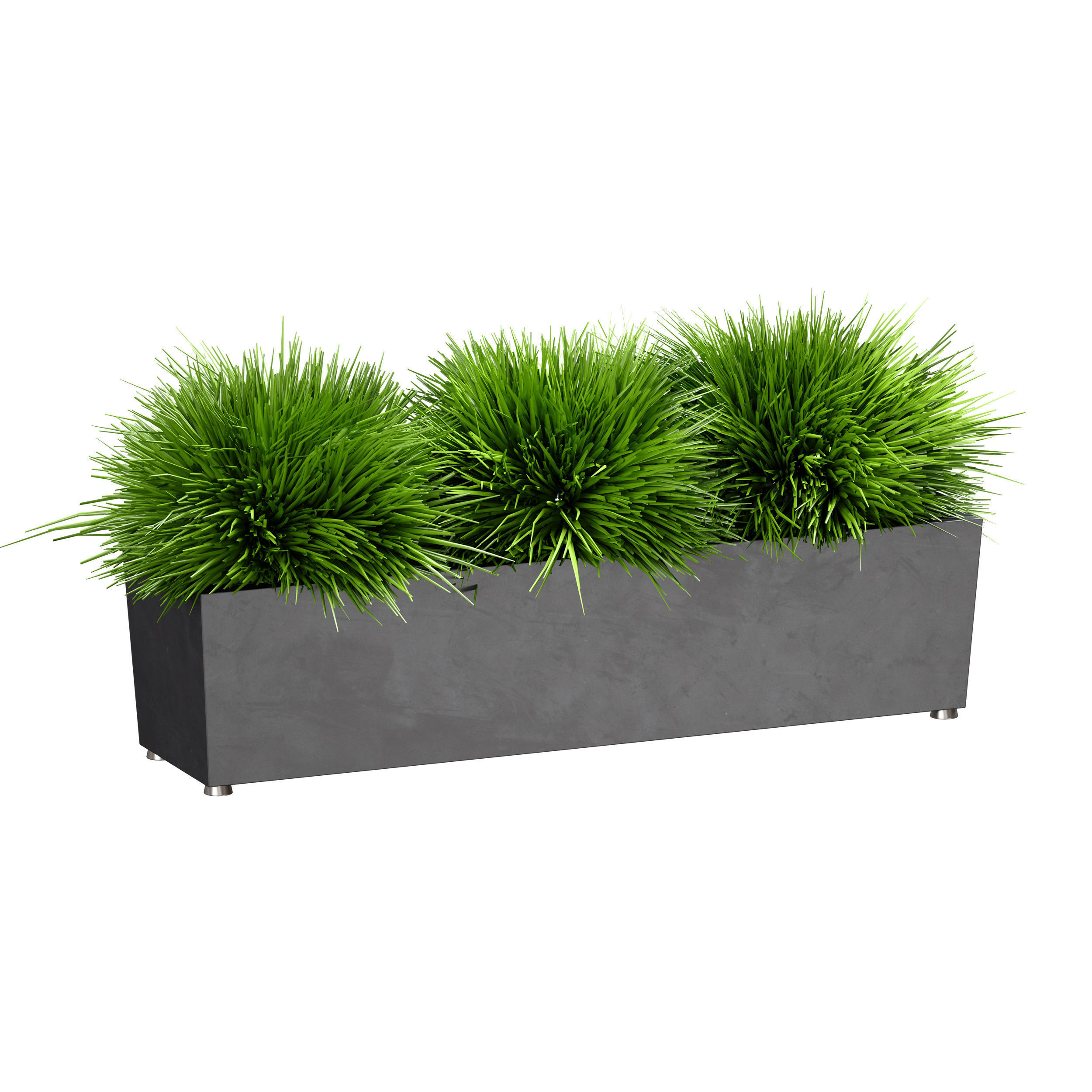 Grass in pots Plants in boxes 3D model_1