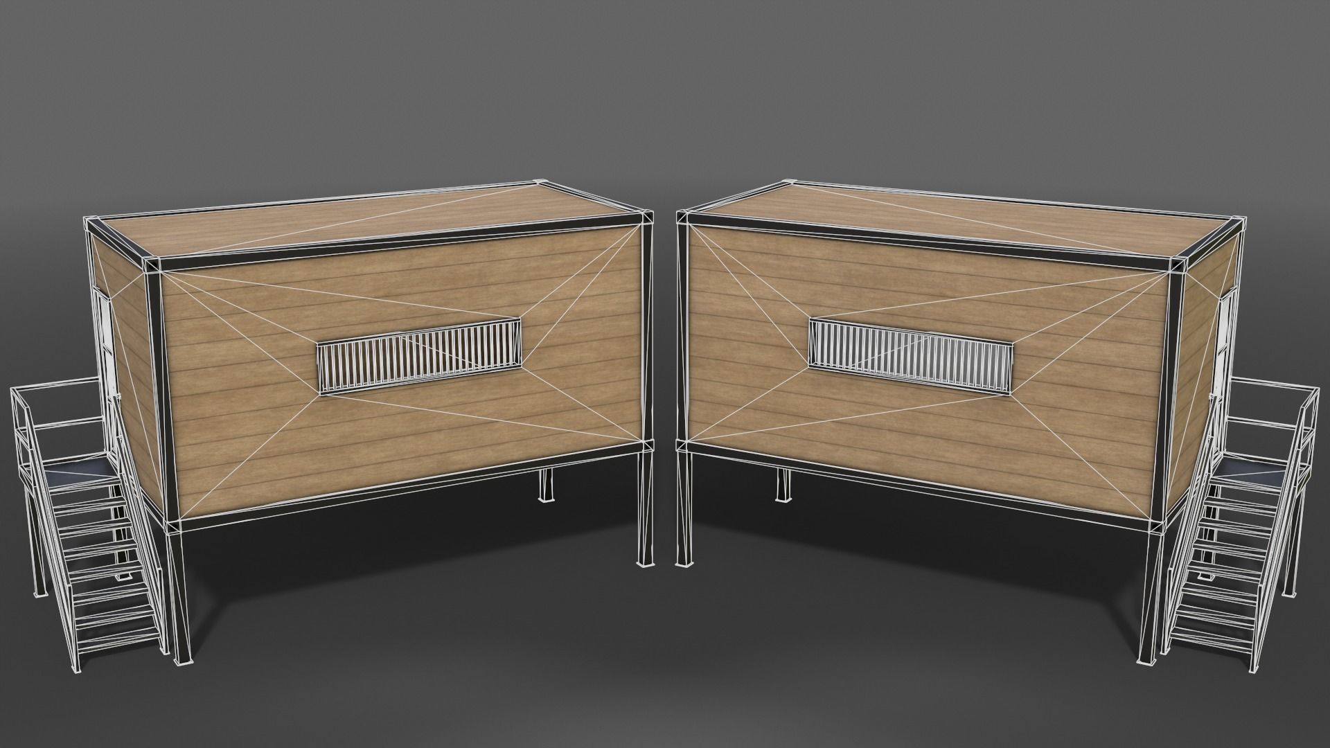 PBR Container House CC 20ft V5 Low-poly 3D model_5