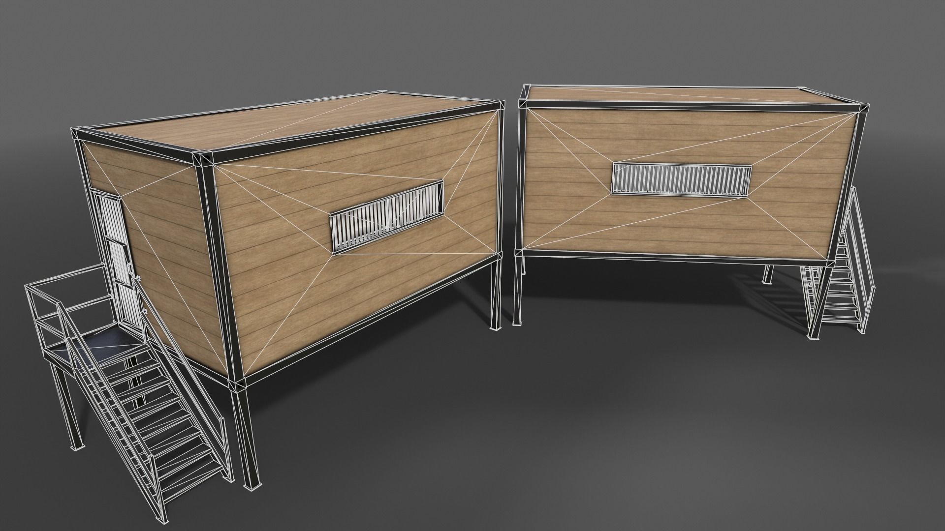 PBR Container House CC 20ft V5 Low-poly 3D model_7