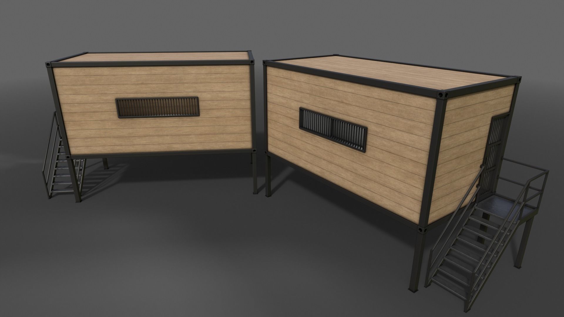 PBR Container House CC 20ft V5 Low-poly 3D model_8