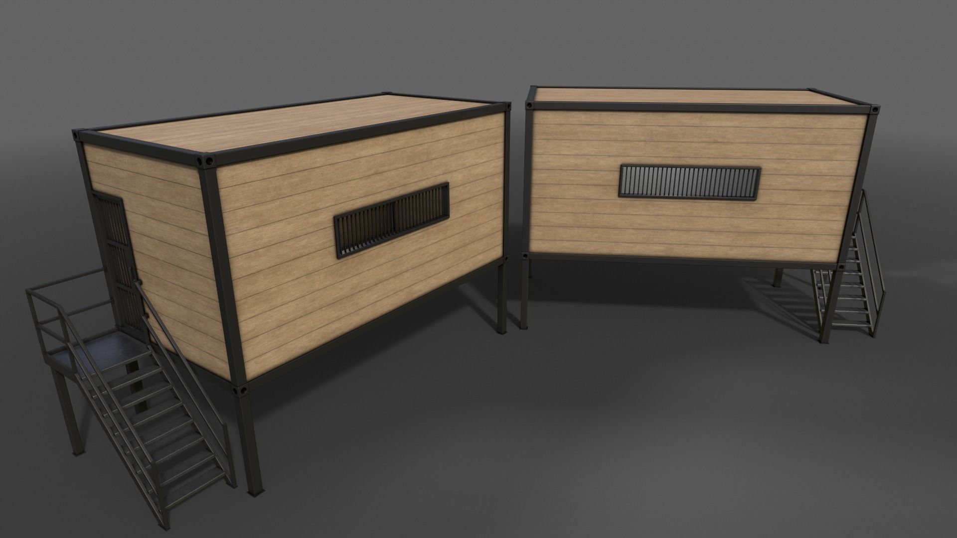 PBR Container House CC 20ft V5 Low-poly 3D model_6