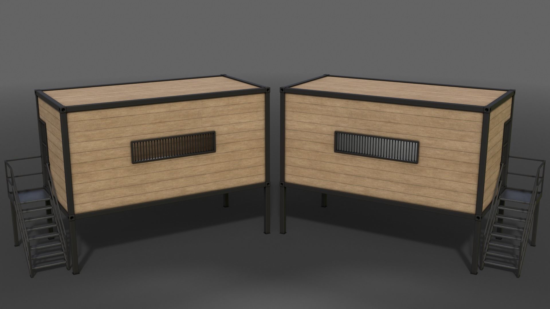 PBR Container House CC 20ft V5 Low-poly 3D model_4