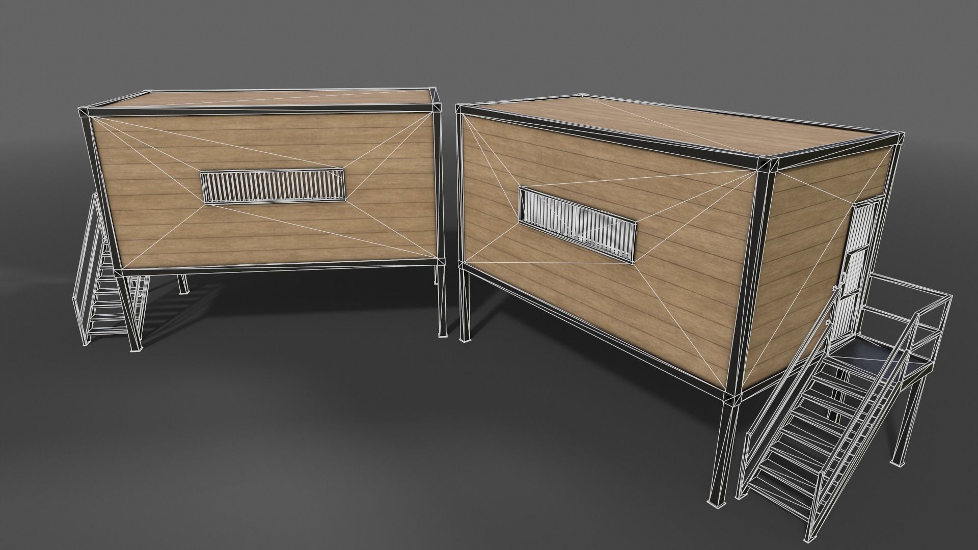 PBR Container House CC 20ft V5 Low-poly 3D model_9