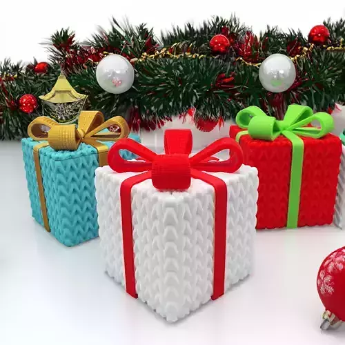 MULTICOLOR CHRISTMAS CROCHET GIFT BOX 3D print model