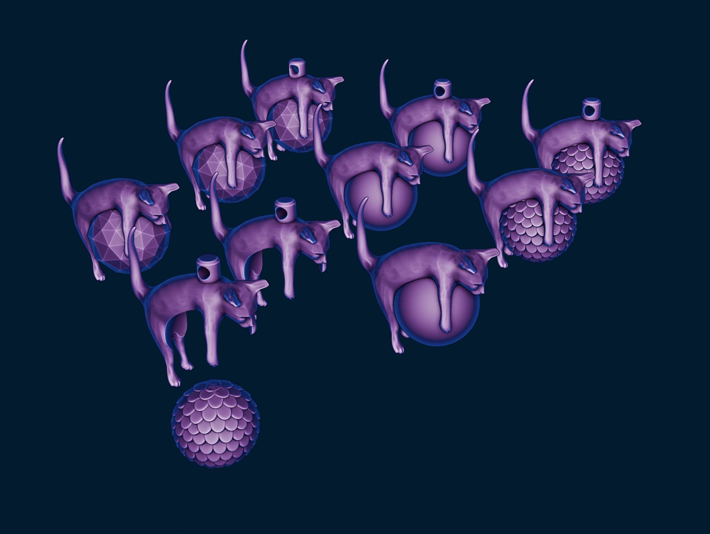 CHRISTMAS TREE ORNAMENT CAT 3D print model_6