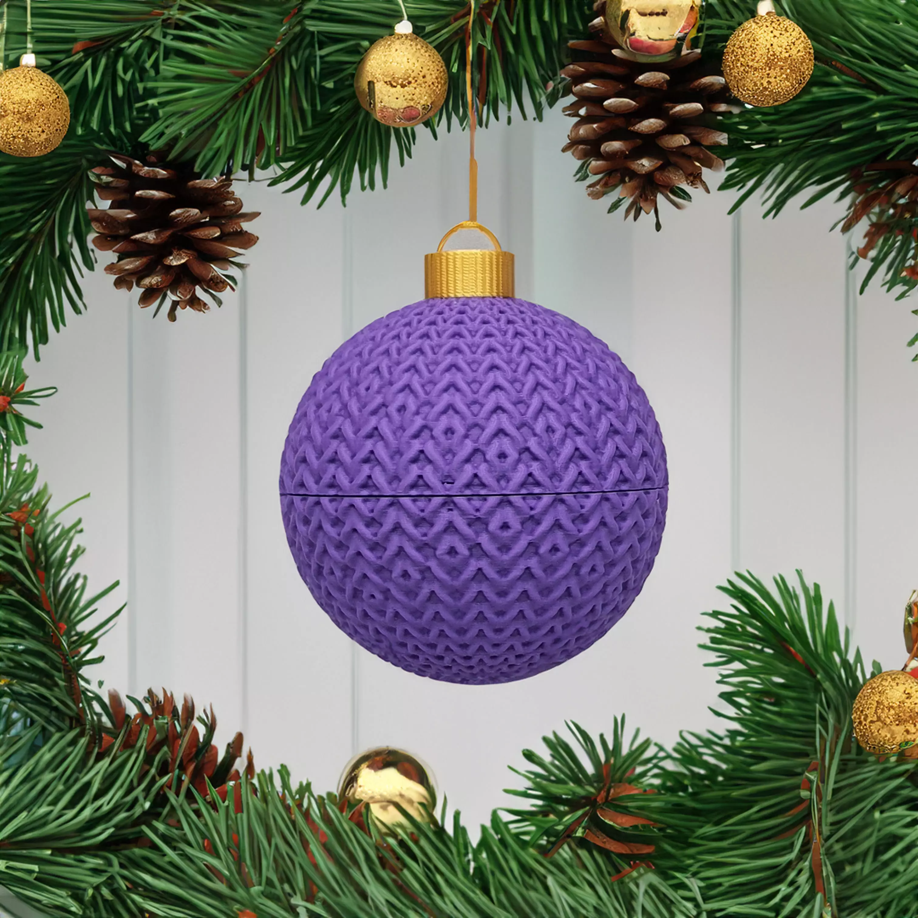 CHRISTMAS CHROCHET - KNITTED SECRET ORNAMENT CONTAINER 3D print model_0