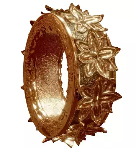 Gold Ring with Flowers Engraving - Graceful Blooms 2023