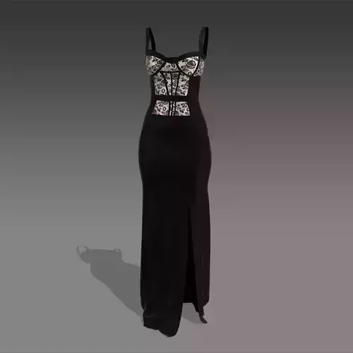 lace dress corset dress look black and lace detail look chic  Low-poly 3D model