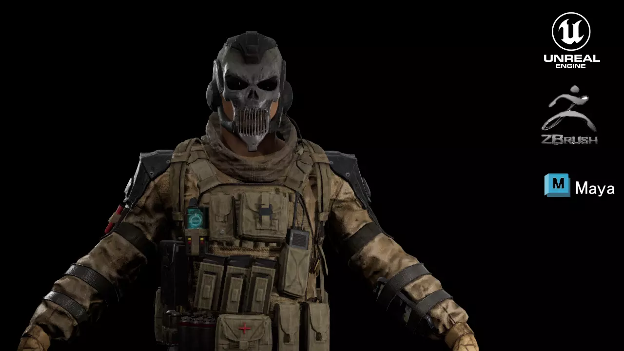 Ghost character Low-poly 3D model_0