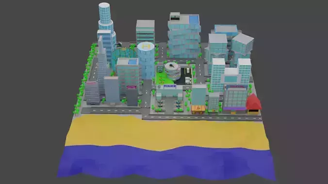 low poly city