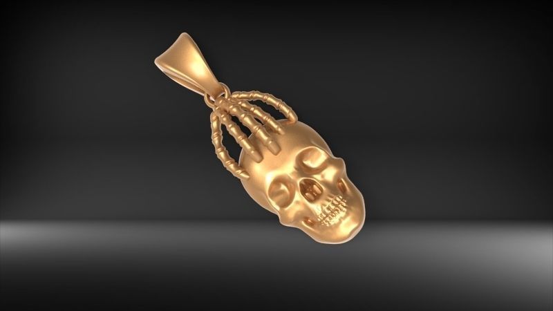 Skull and Hand Pendant bikers gang jewelry 3D print model_4