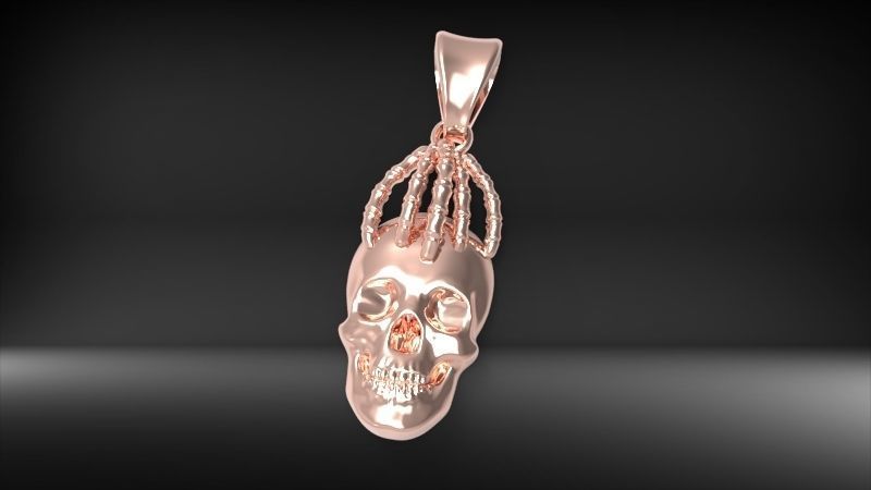 Skull and Hand Pendant bikers gang jewelry 3D print model_12
