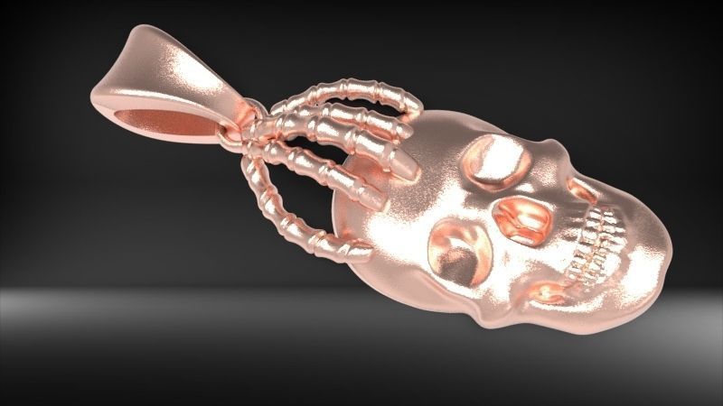 Skull and Hand Pendant bikers gang jewelry 3D print model_10