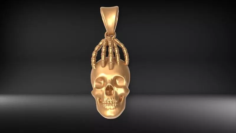 Skull and Hand Pendant bikers gang jewelry 3D print model_0