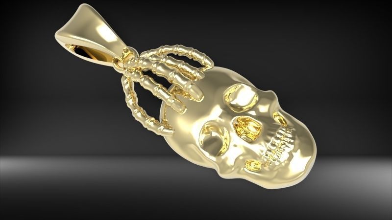 Skull and Hand Pendant bikers gang jewelry 3D print model_1
