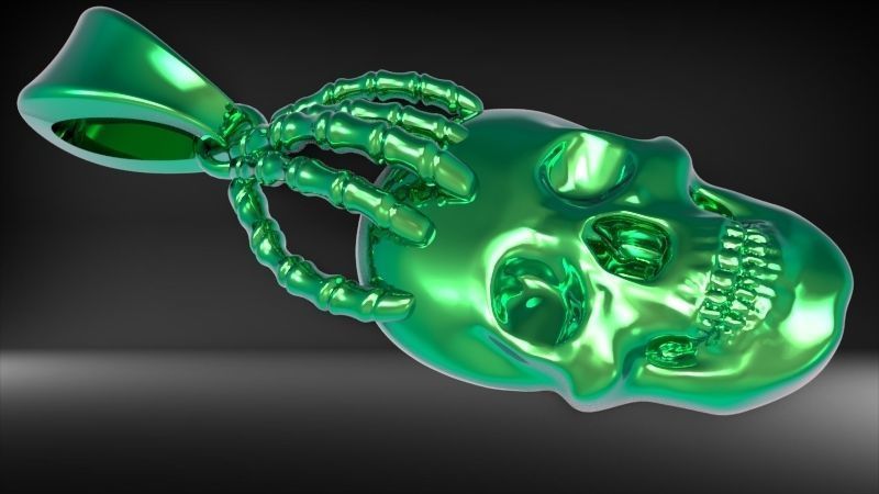 Skull and Hand Pendant bikers gang jewelry 3D print model_14