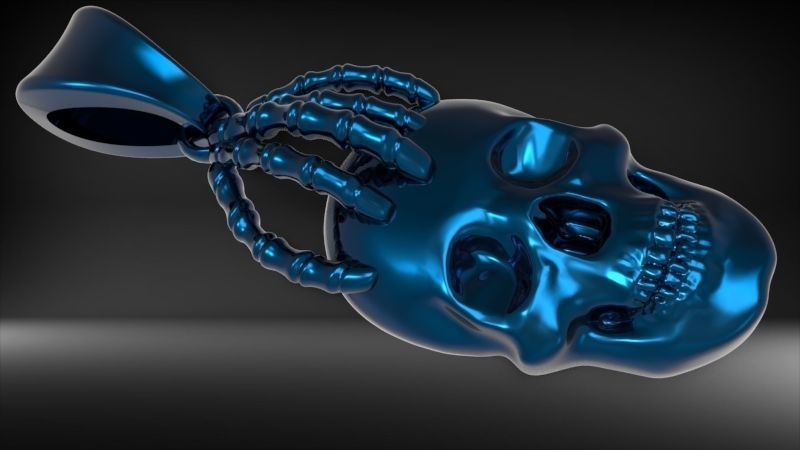 Skull and Hand Pendant bikers gang jewelry 3D print model_15