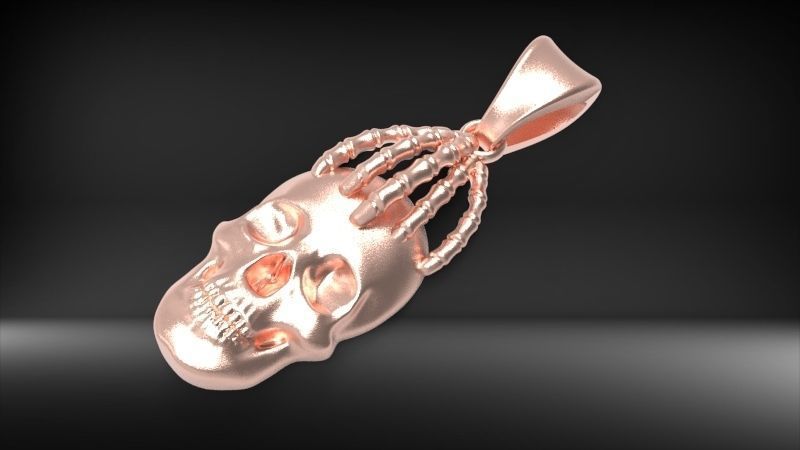 Skull and Hand Pendant bikers gang jewelry 3D print model_9