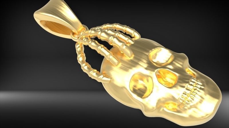 Skull and Hand Pendant bikers gang jewelry 3D print model_7