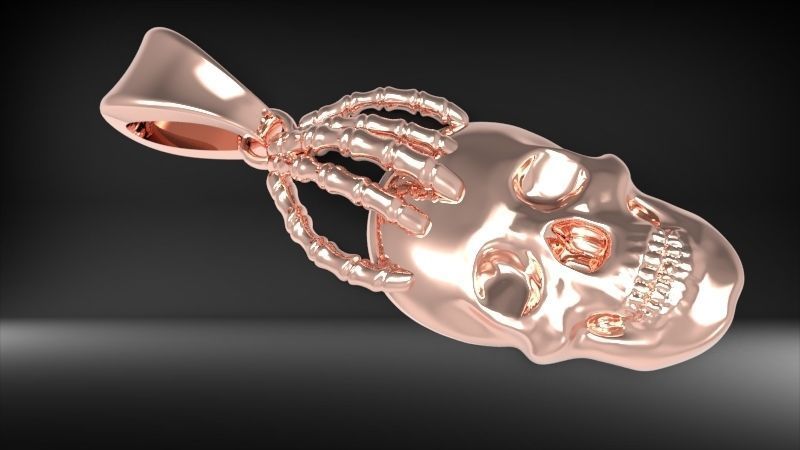 Skull and Hand Pendant bikers gang jewelry 3D print model_11