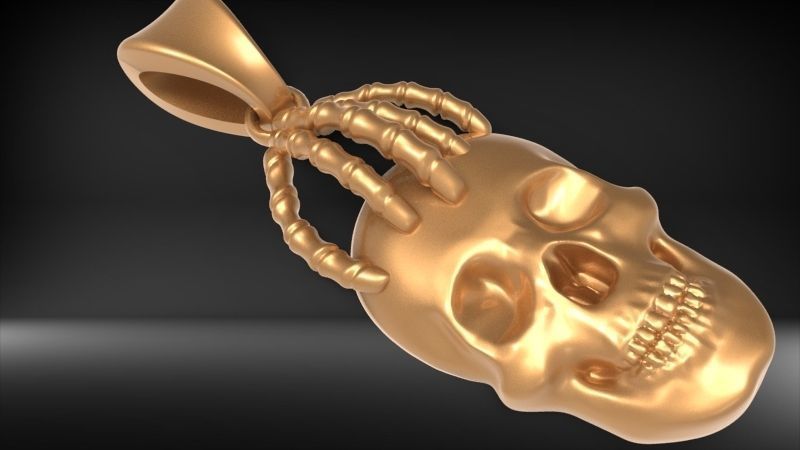 Skull and Hand Pendant bikers gang jewelry 3D print model_6