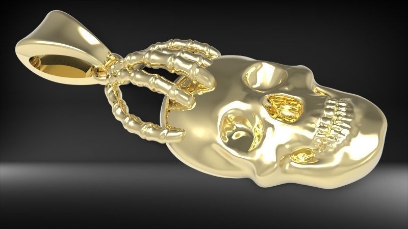 Skull and Hand Pendant bikers gang jewelry 3D print model_2