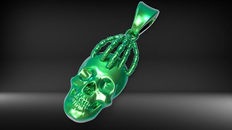 Skull and Hand Pendant bikers gang jewelry 3D print model_13