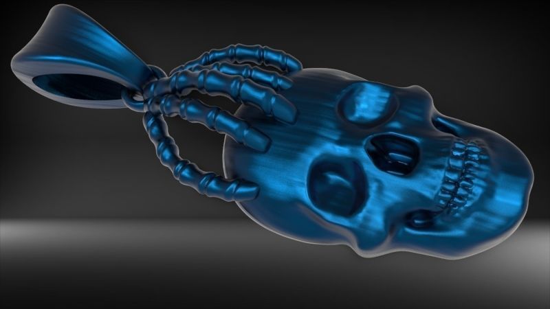 Skull and Hand Pendant bikers gang jewelry 3D print model_16