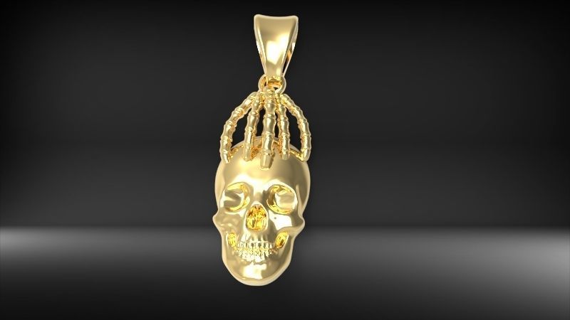Skull and Hand Pendant bikers gang jewelry 3D print model_3