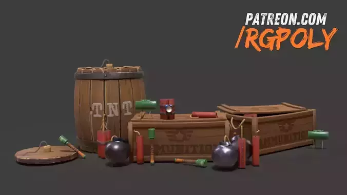 Stylized Explosives AAA Low-poly 3D model