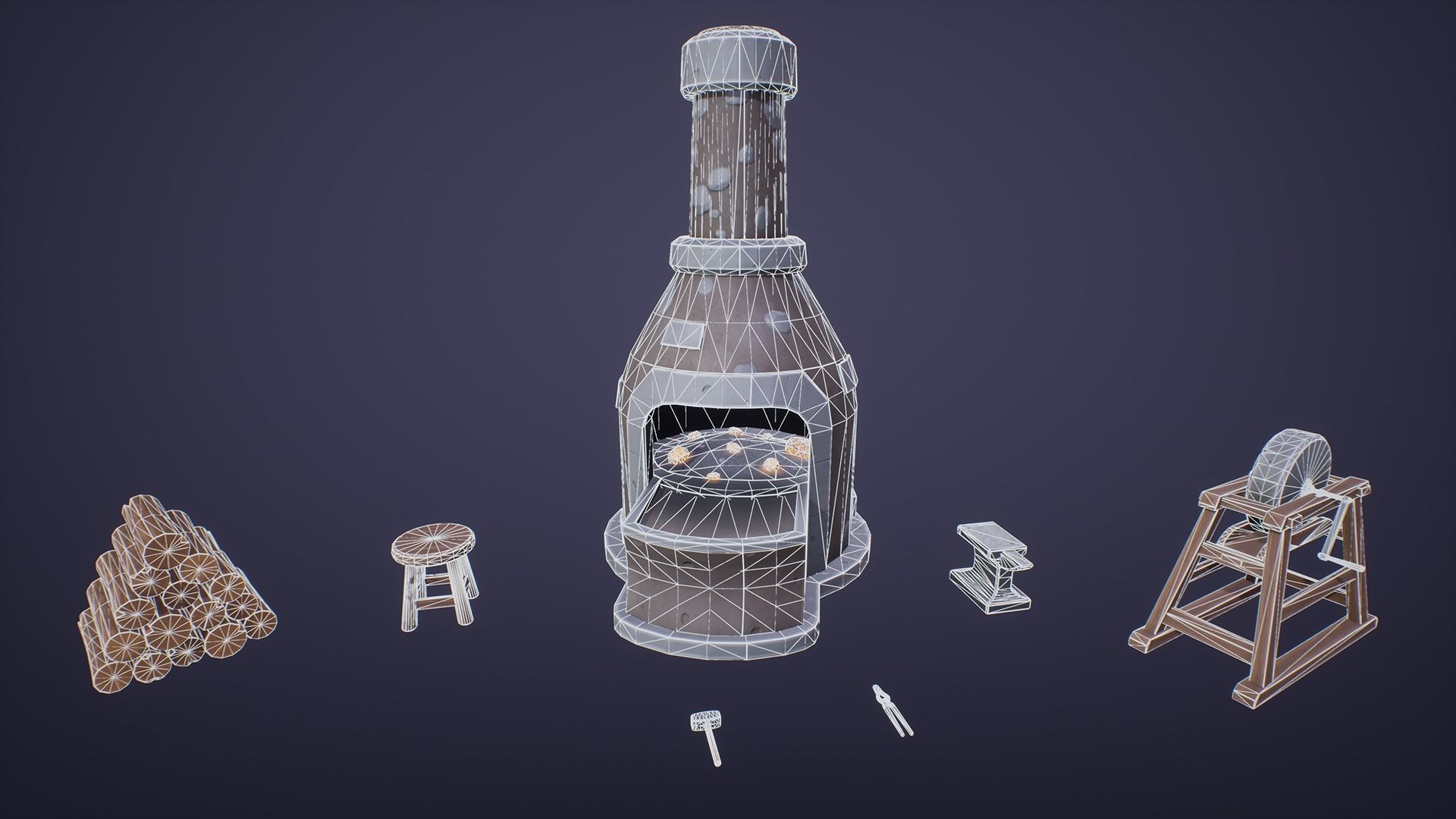 Stylized Blacksmith Tools Low-poly 3D model_5
