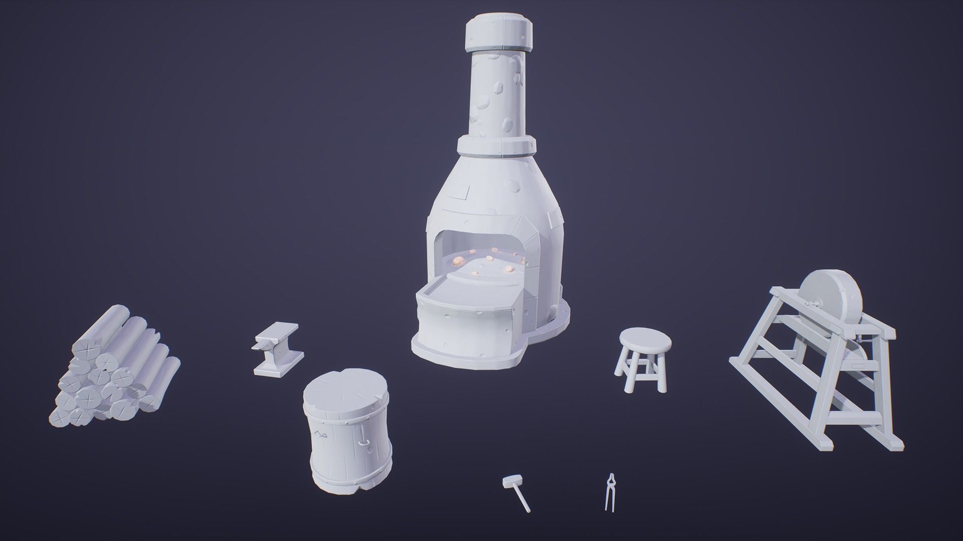 Stylized Blacksmith Tools Low-poly 3D model_7