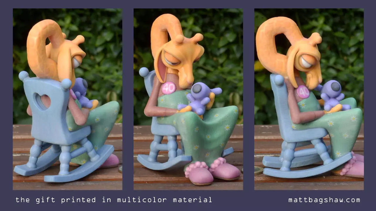 The Gift doll in rocking chair with teddy bear 3D print model_0