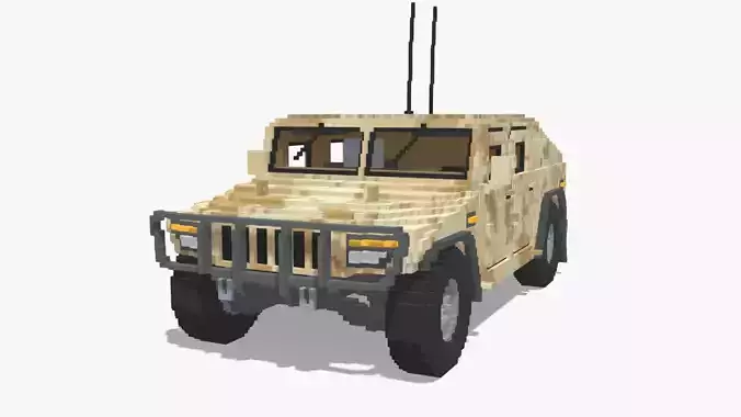 Voxel Military Humvee Low-poly 3D model Voxel Military Humvee Low-poly 3D model