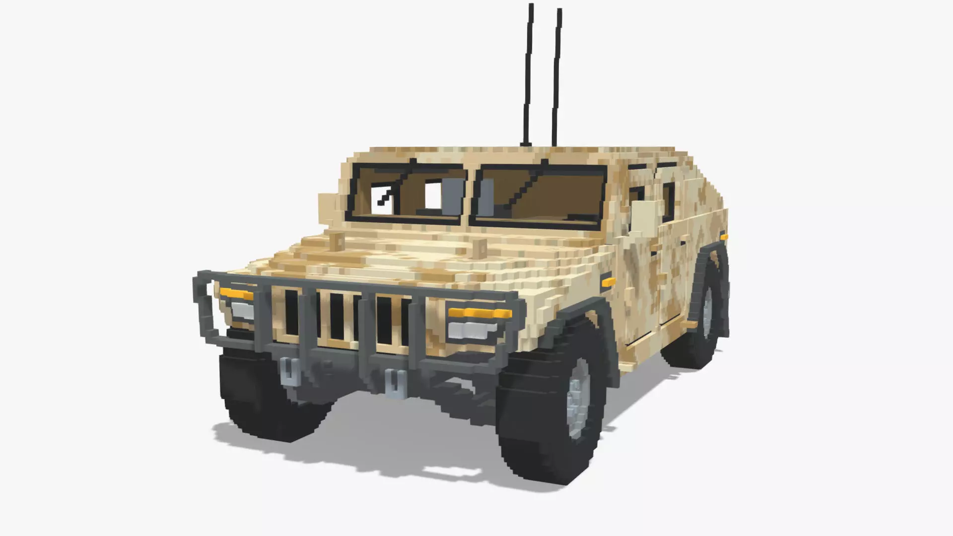 Voxel Military Humvee Low-poly 3D model_0