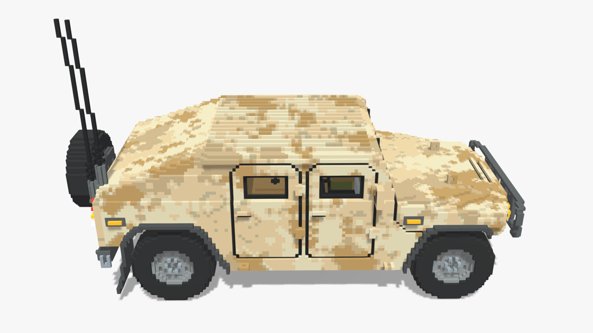 Voxel Military Humvee Low-poly 3D model_5