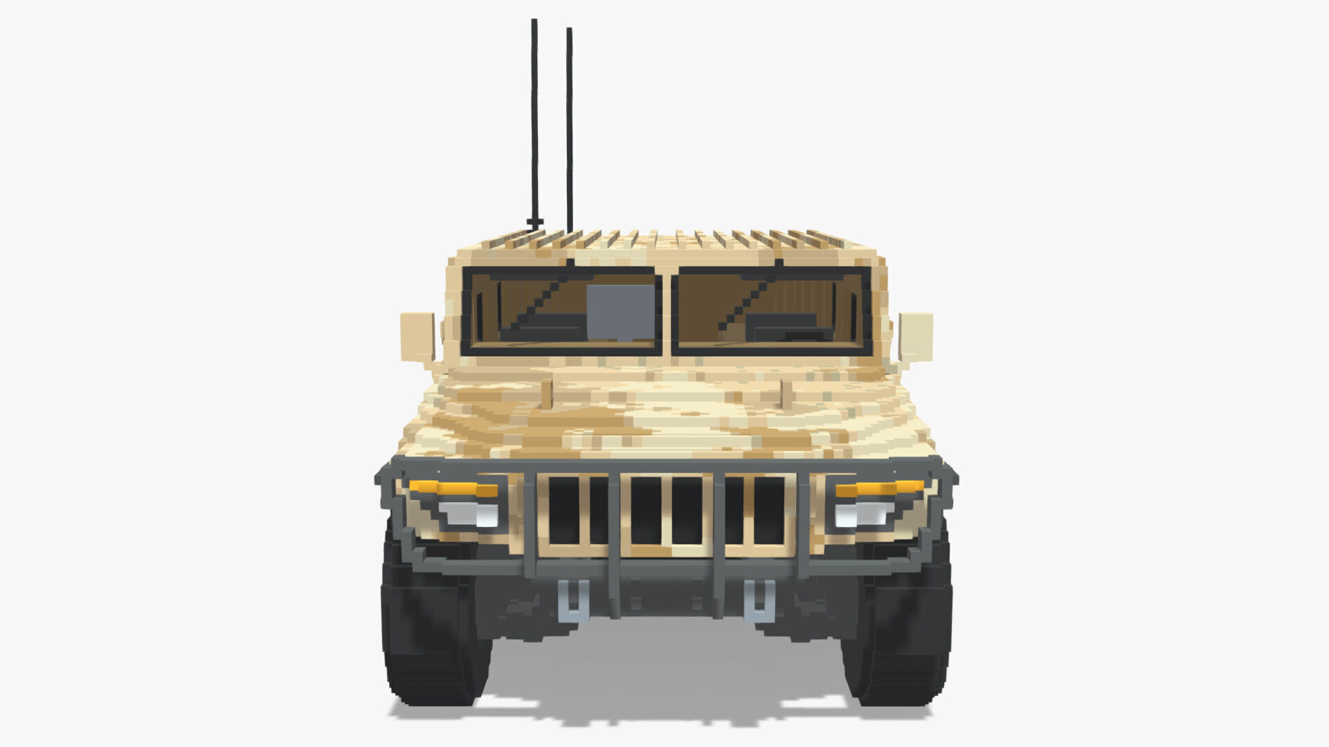 Voxel Military Humvee Low-poly 3D model_7